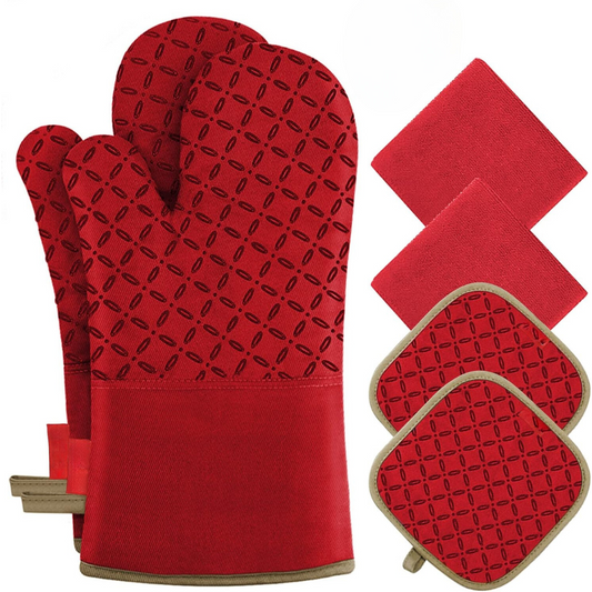 6-Piece Heat-Resistant Oven Mitt and Pot Holder Set