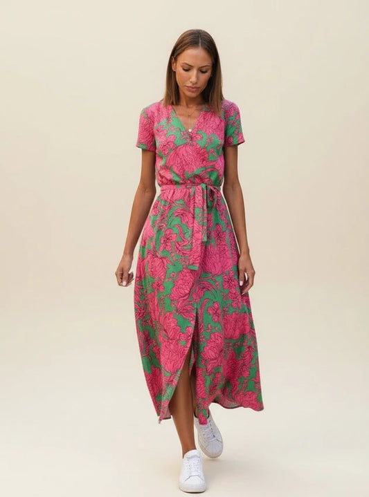 Floral Wrap Midi Dress