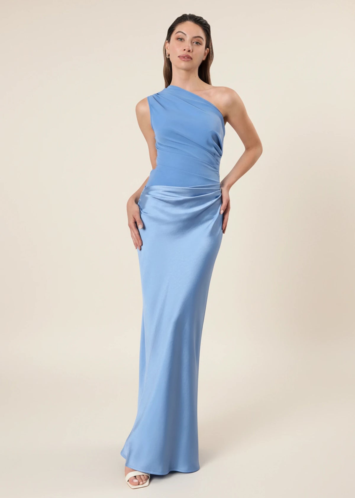 Elegant One Shoulder Satin Maxi Dress