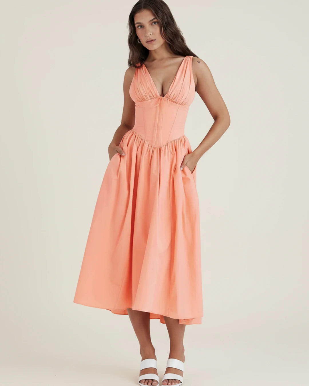 Elegant Floral A Line Midi Dress