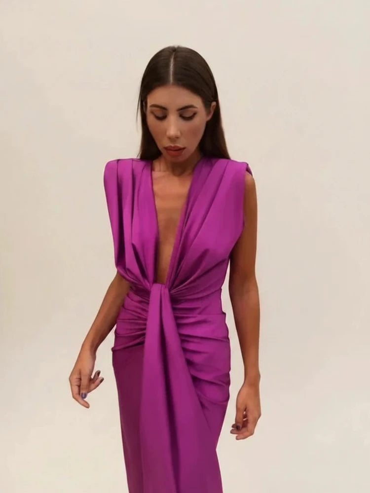 Elegant Wrap Midi Dress