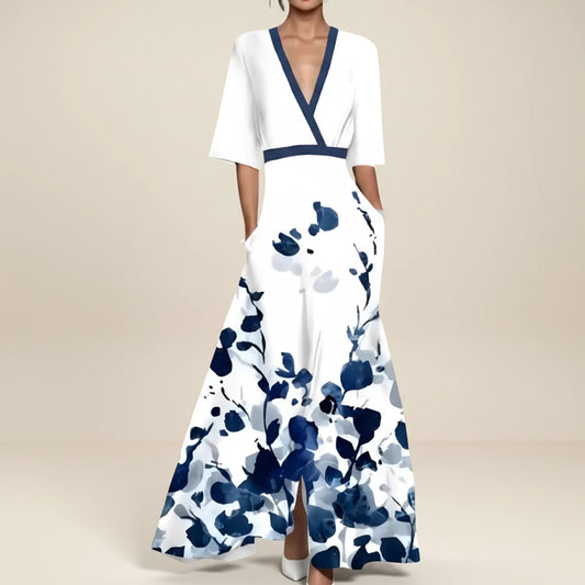 Elegant Floral Wrap Maxi Dress