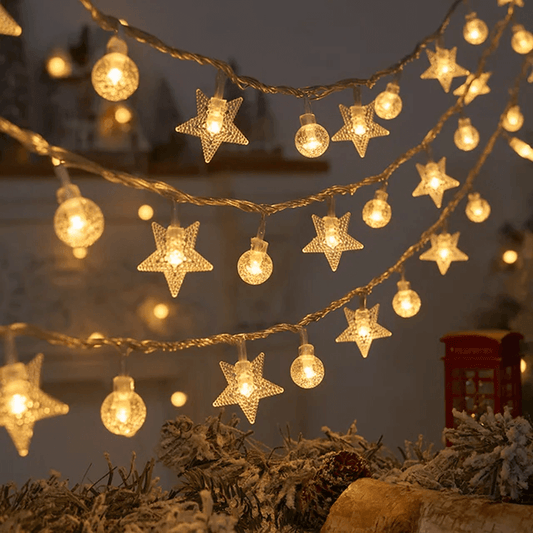 Christmas-Themed LED String Lights, Christmas Fairy Lights - Snowflakes, Reindeer, Star, Christmas Tree