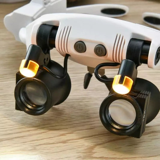 Niropi | Jeweler Headband Magnifying Glass 8 Lens LED Light Glasses