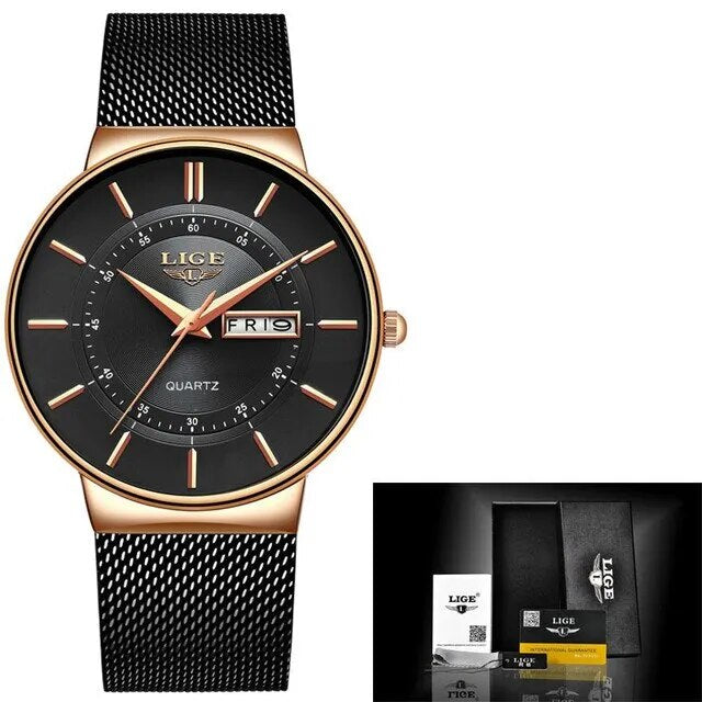 Niropi | Luxury Men’s Ultra-Thin Waterproof Stainless Steel Quartz Watch – Elegant Date Display Sports Wristwatch