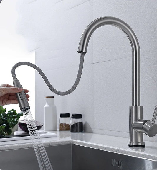 Niropi | TouchTech Pull-Out Kitchen Tap – Sensor Touchless Mixer Tap with Flexible Spout | Modern Brass Faucet