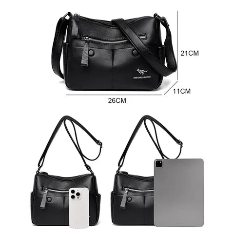 Crossbody Bag with Zipper Pockets and Adjustable Strap