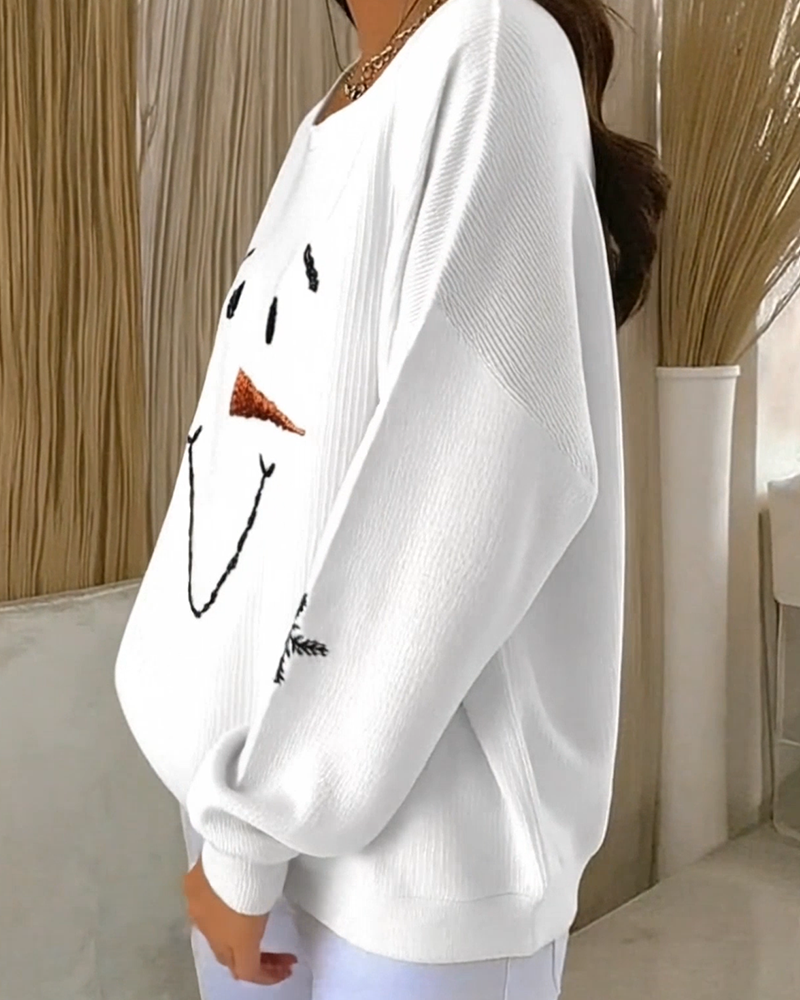 Cute Snowman Face Sweatshirt