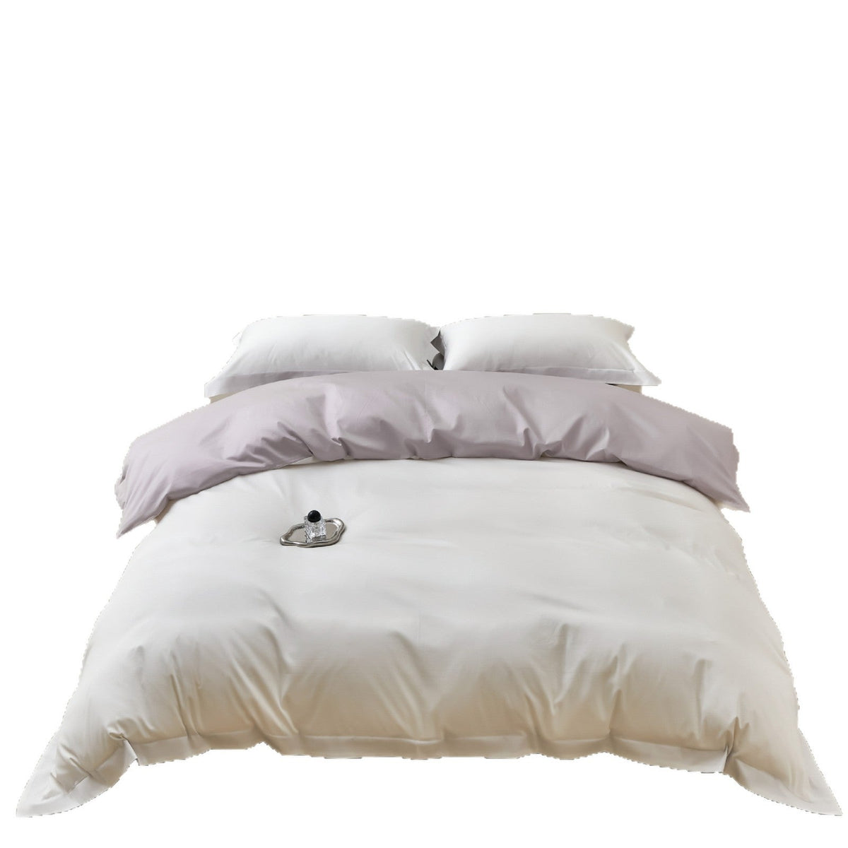 Finely Woven Cotton Sateen Bedding Set with Concealed Button Placket