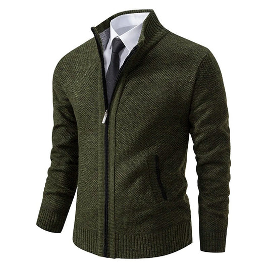 Men's Warm Fleece Cardigan with Zip Closure