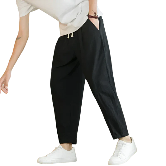 Image of Men's Cropped Drawstring Loose Fit Pants