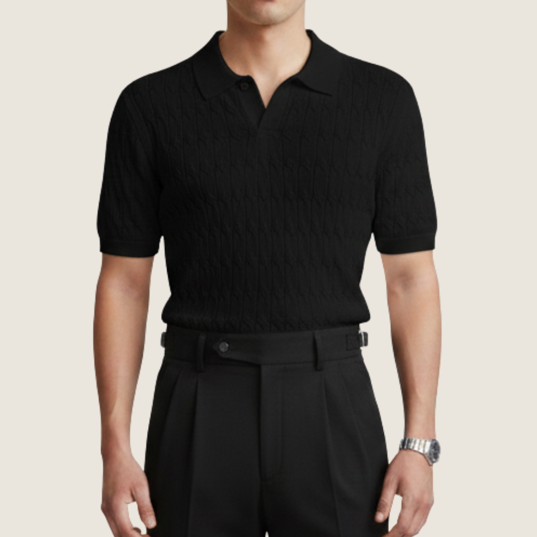 Image of Men's Textured Knit Polo Shirt