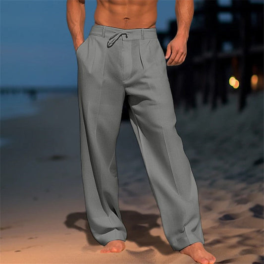 Image of Men's Wide Leg Pleated Drawstring Pants