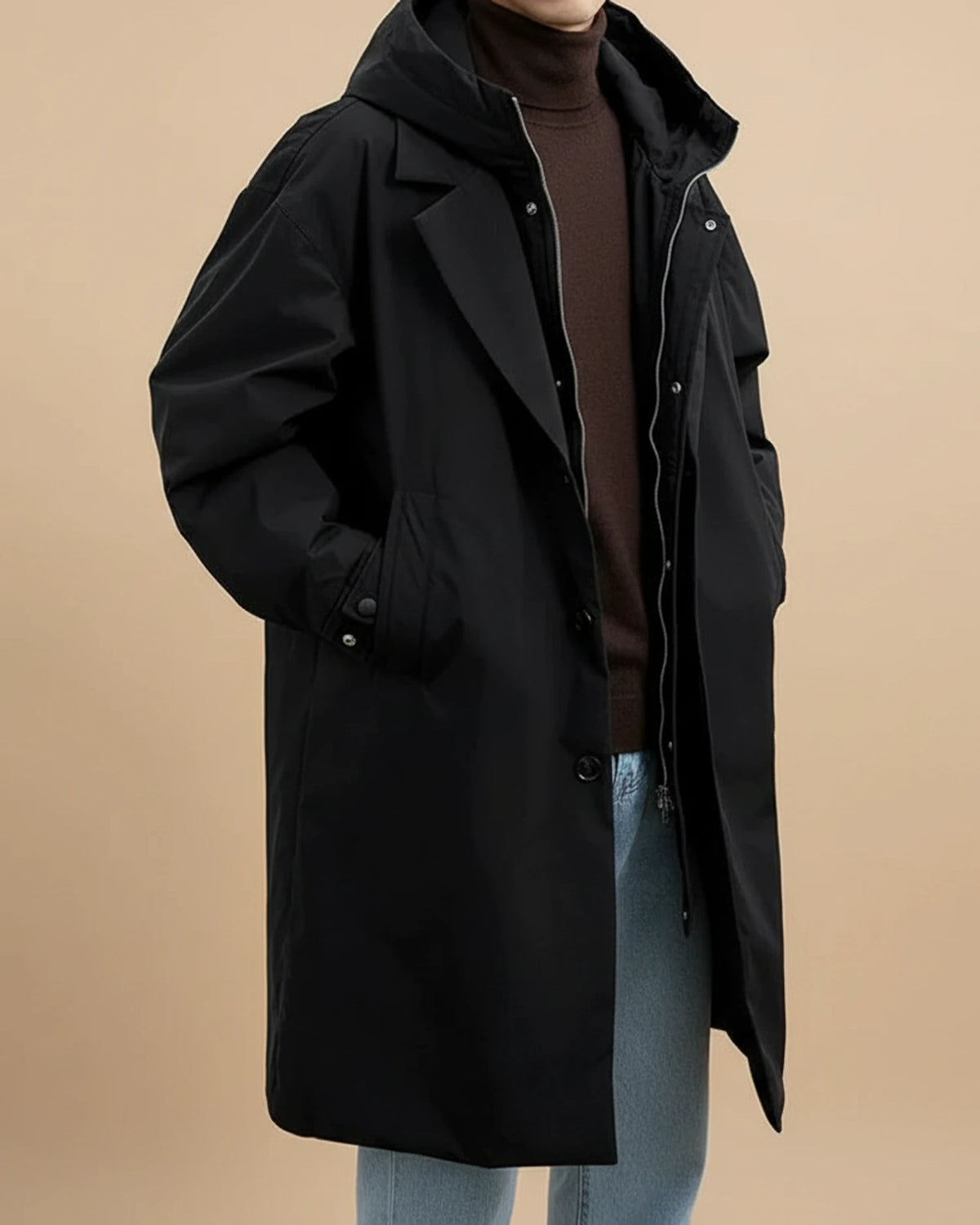 Men's Waterproof Hooded Overcoat