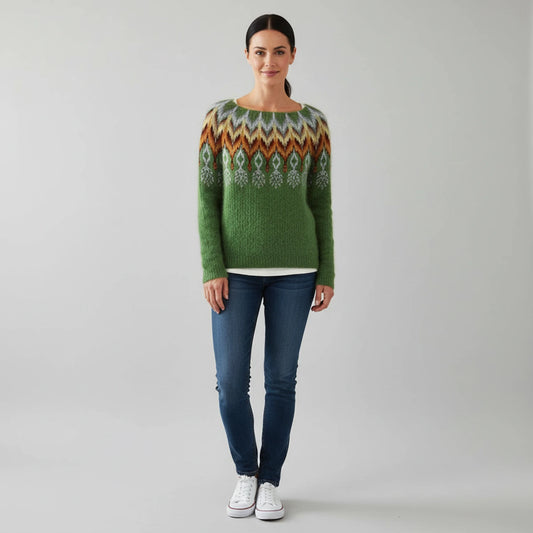 Women's Printed Crewneck Sweater