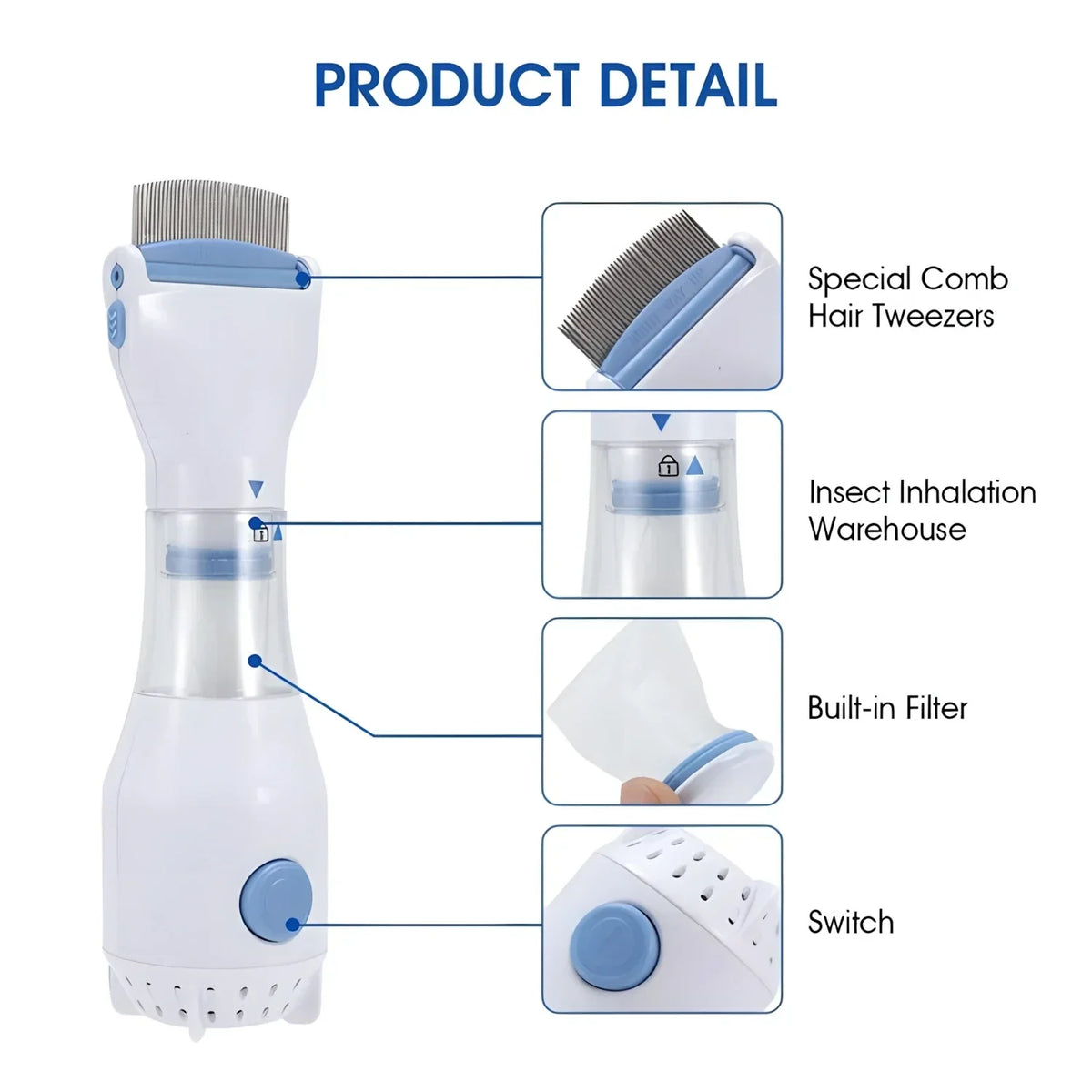 Rose® LiceCollector - Safe and Easy Electric Lice Removal Comb