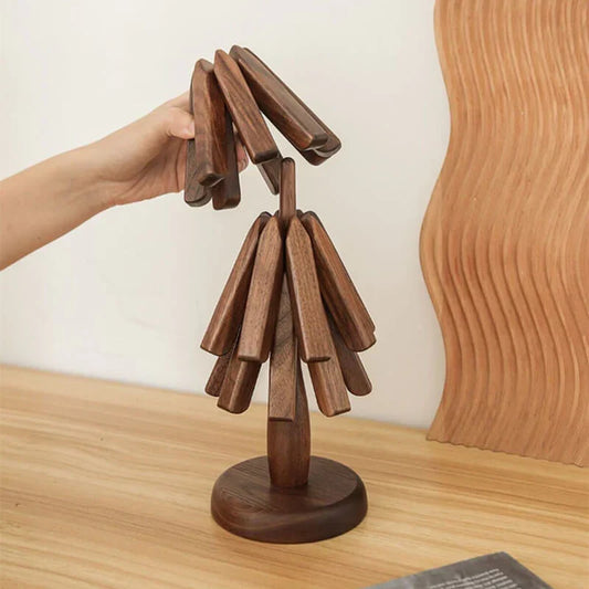 Tree-Shaped Walnut Table Trivet