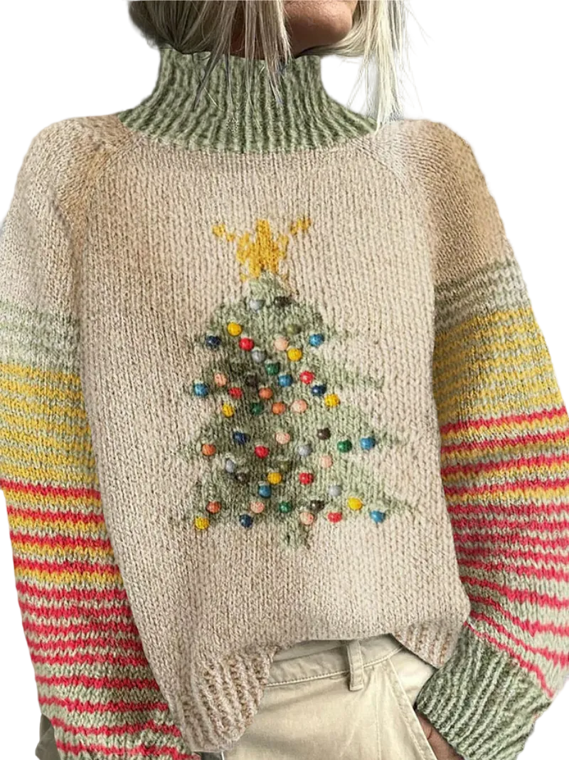 Women's High-Neck Christmas Sweater
