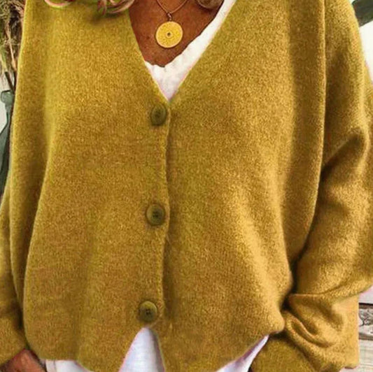 Women's Loose-Fit V-Neck Button-Front Knit Cardigan
