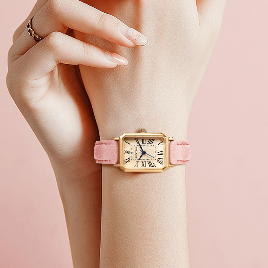 Women's Square Watch with Leather Strap - Classic Elegance and Everyday Charm
