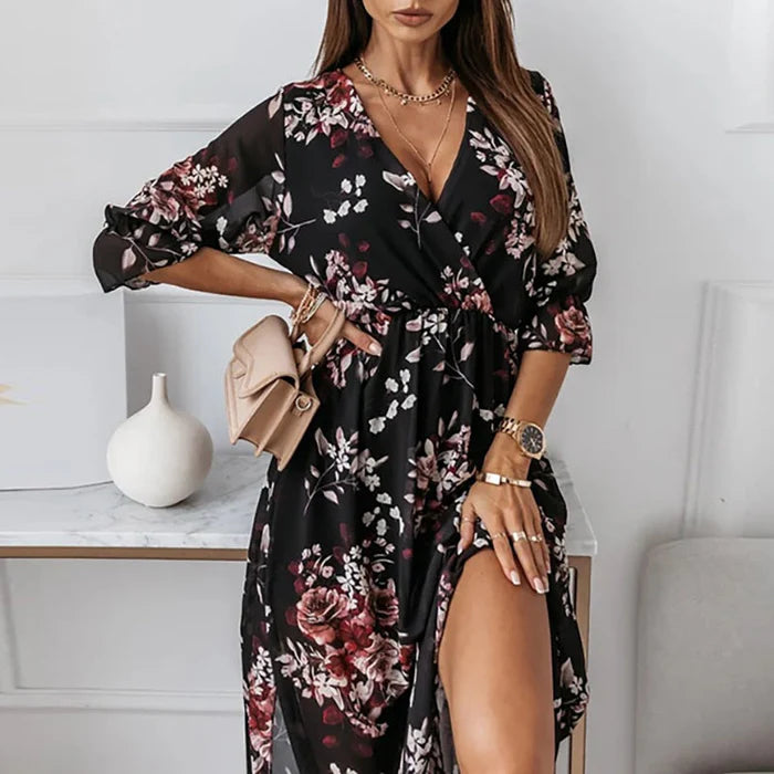 Image of Women's Floral Wrap Midi Dress