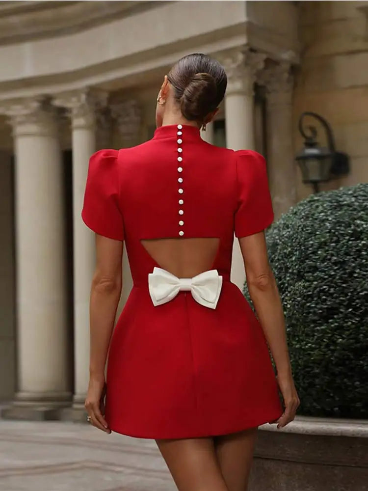 Image of Women's Puff Sleeve A-Line Mini Dress
