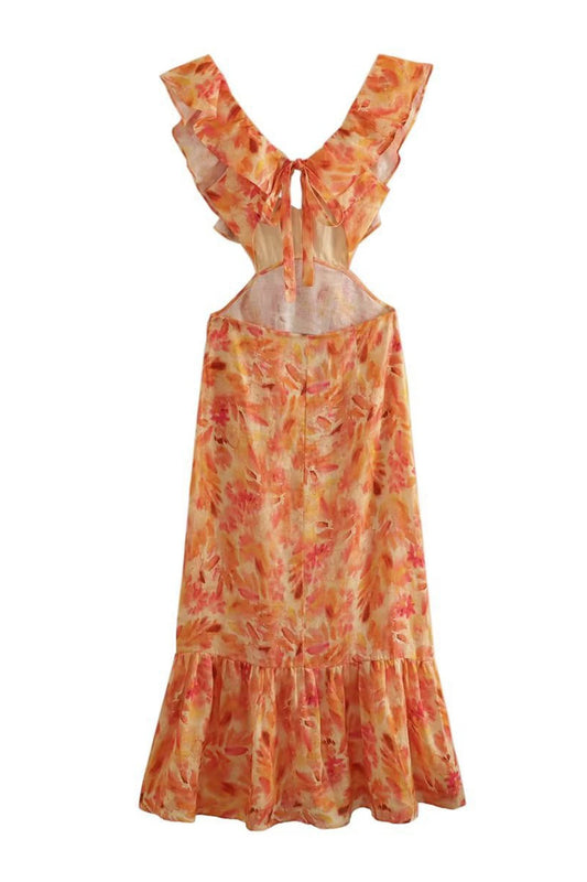 Image of Women's Ruffle Floral Summer Midi Dress