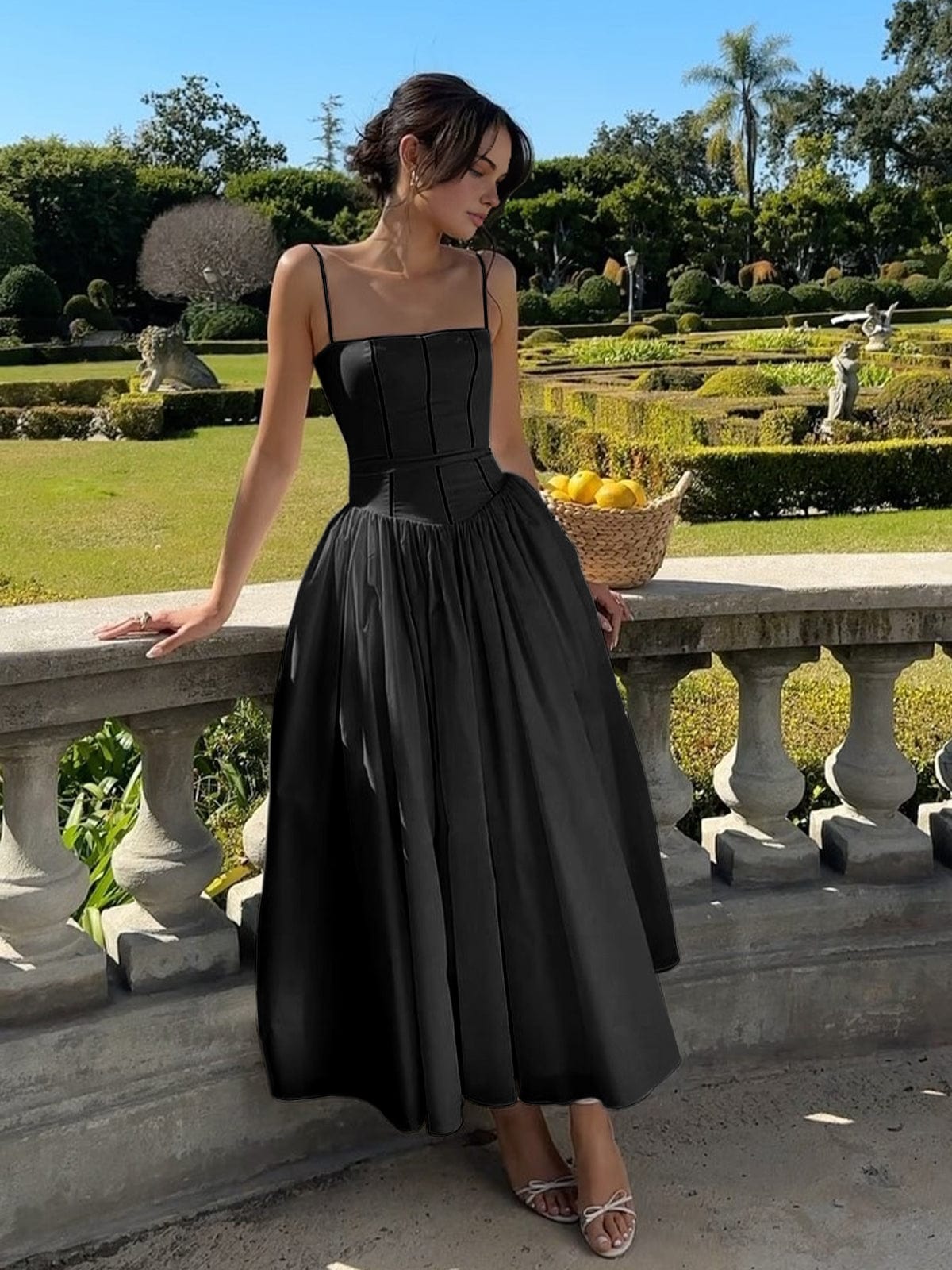 Image of Women's Spaghetti Strap A-Line Midi Dress