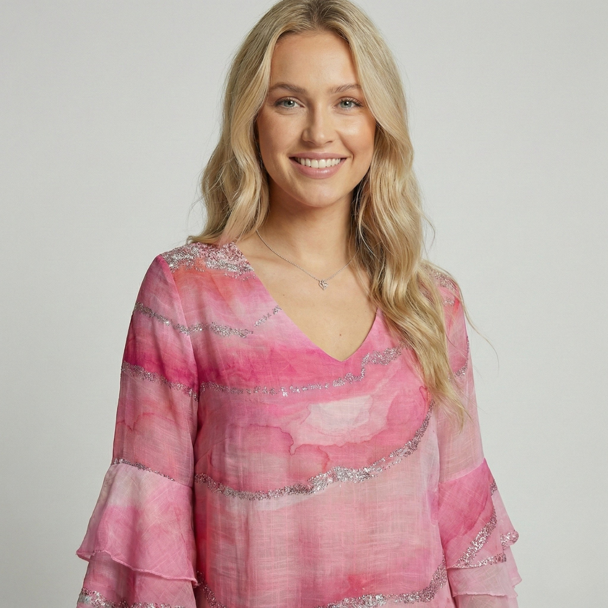 Image of Women's Tiered Sleeve Knee Length Shift Dress