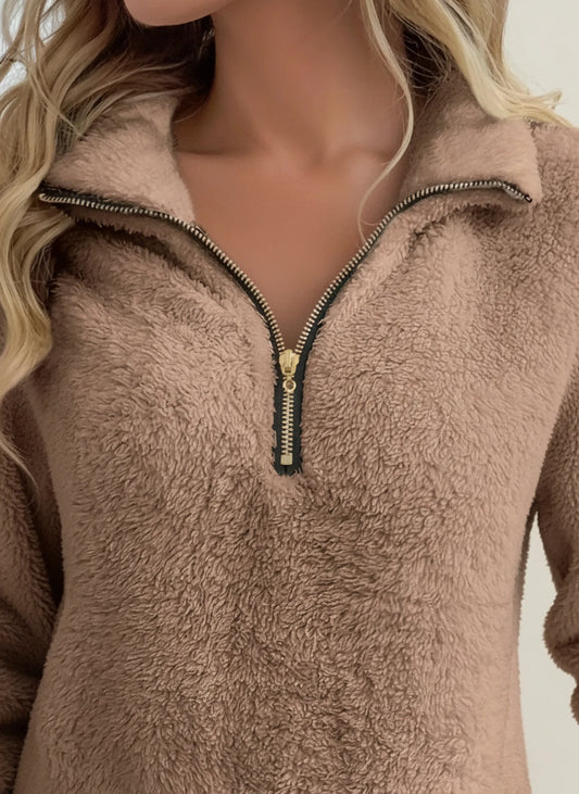 Women's Half-Zip Teddy Pullover Sweater
