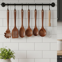 10-Piece Non-Scratch Natural Teak Kitchen Utensil Set