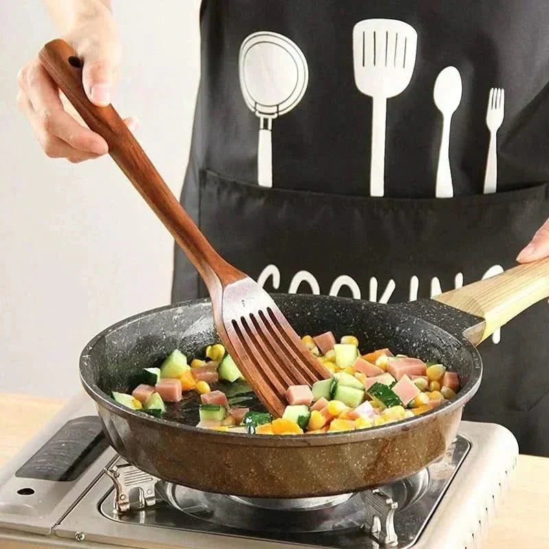 10-Piece Non-Scratch Natural Teak Kitchen Utensil Set