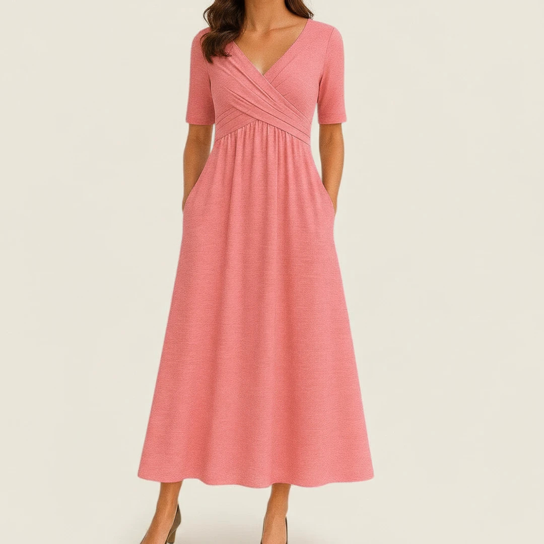 Elegant Wrap A Line Midi Dress