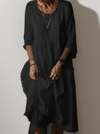 Women's 3/4 Sleeve A-Line Midi Dress