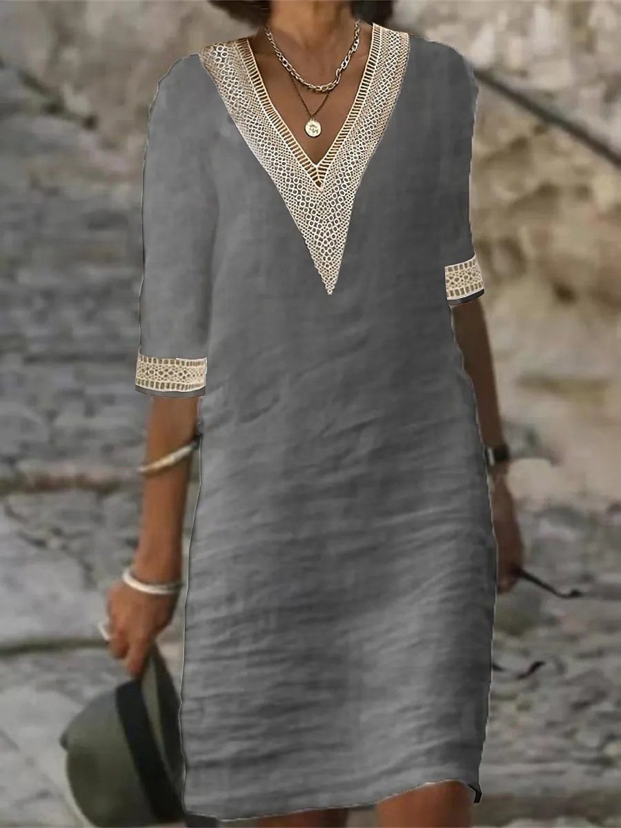 Image of Women's 3/4 Sleeve A-Line Midi Dress