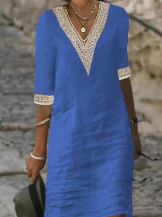 Image of Women's 3/4 Sleeve A-Line Midi Dress