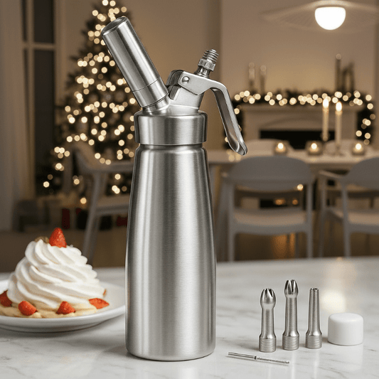 500ml Aluminum Whipped Cream Dispenser with Three Nozzles and Siphon Mechanism