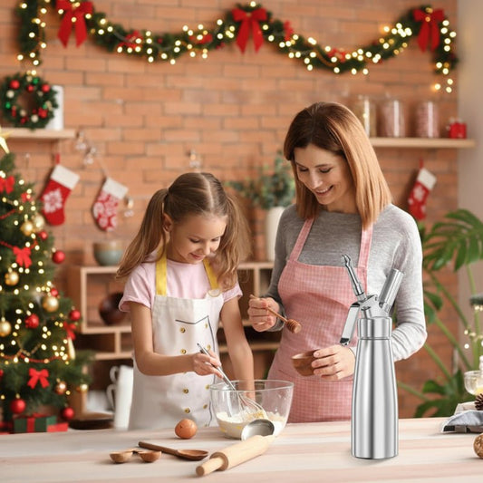 500ml Aluminum Whipped Cream Dispenser with Three Nozzles and Siphon Mechanism