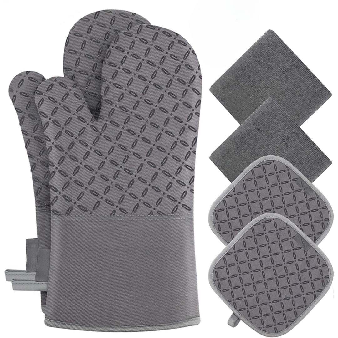 6-Piece Heat-Resistant Oven Mitt and Pot Holder Set