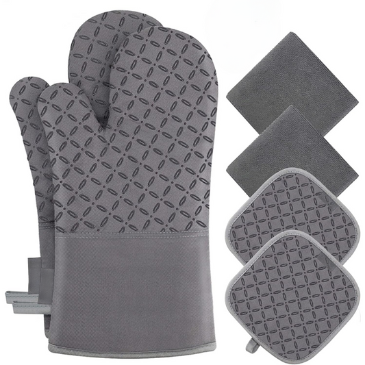 6-Piece Heat-Resistant Oven Mitt and Pot Holder Set