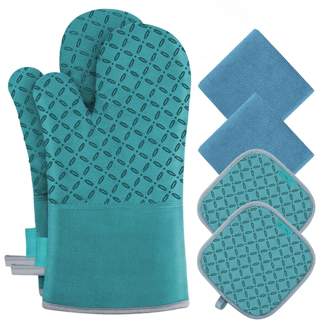 6-Piece Heat-Resistant Oven Mitt and Pot Holder Set
