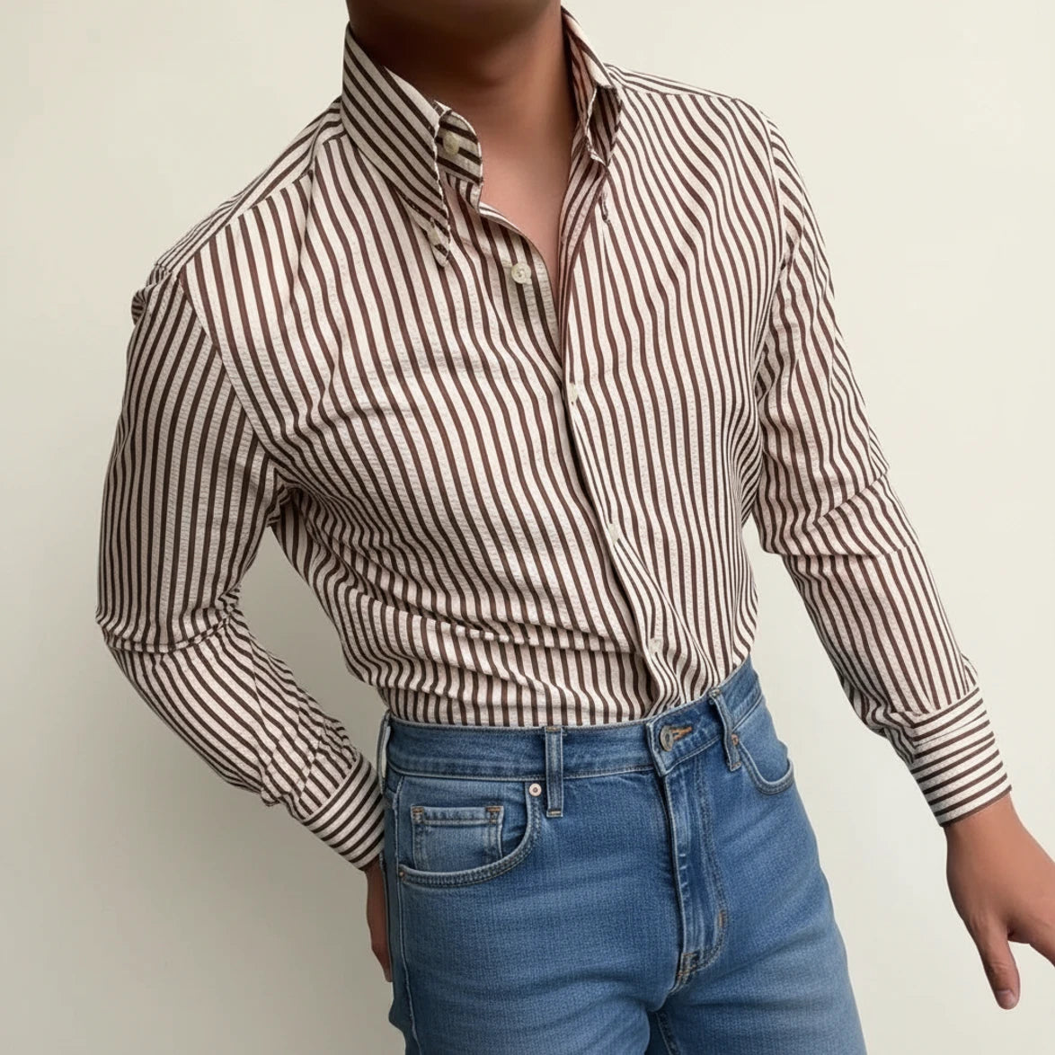 Men's Striped Button-Up Shirt
