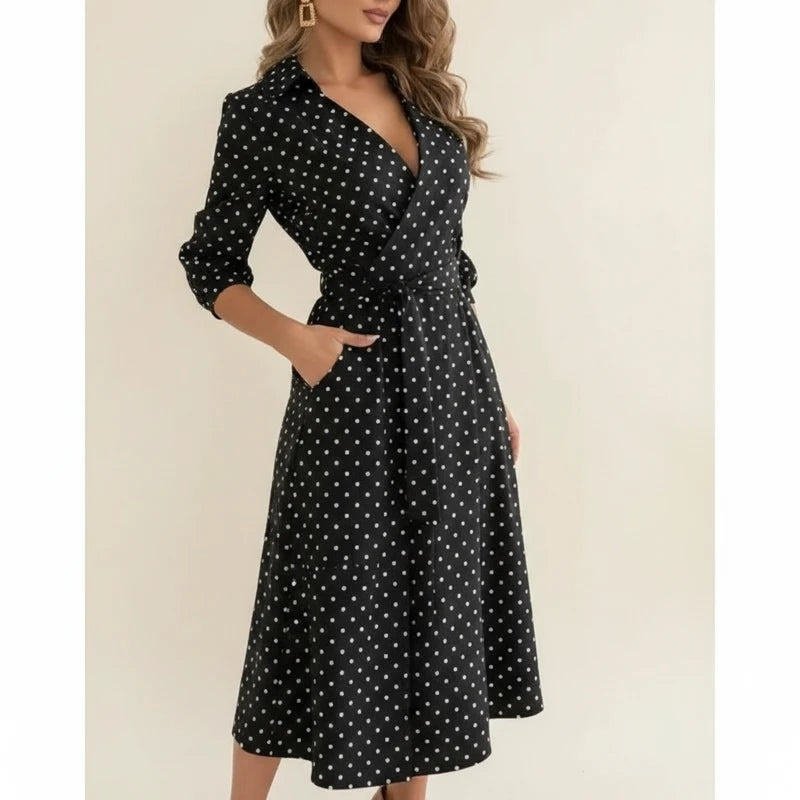 Elegant Wrap A Line Midi Dress