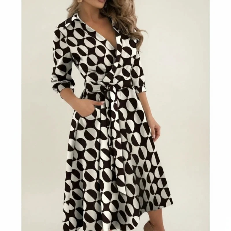 Elegant Wrap A Line Midi Dress