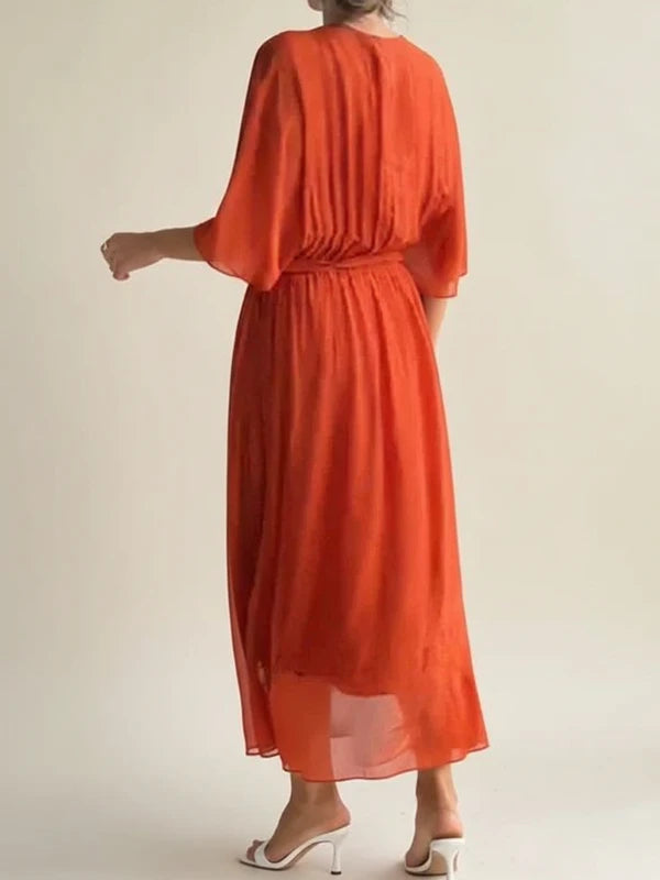 Elegant Chiffon Wrap Midi Dress