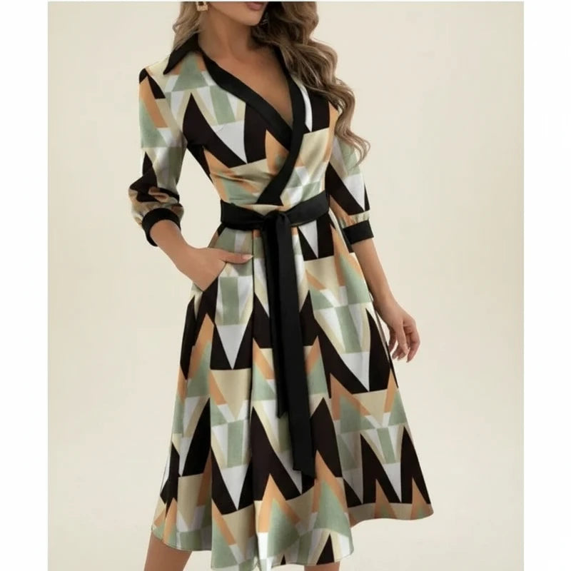 Elegant Wrap A Line Midi Dress