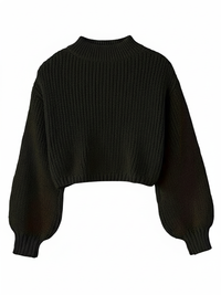 Women's Cropped Sweater with Balloon Sleeves