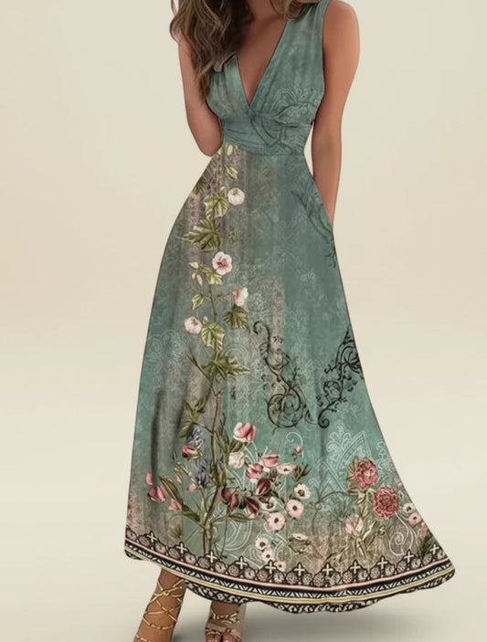 Elegant Floral A Line Maxi Dress