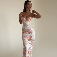 Elegant Floral Bodycon Midi Dress