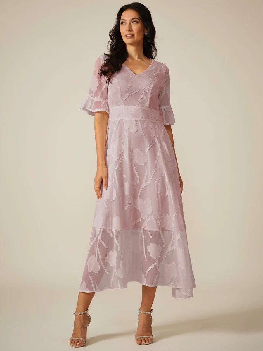 Elegant Floral A Line Midi Dress